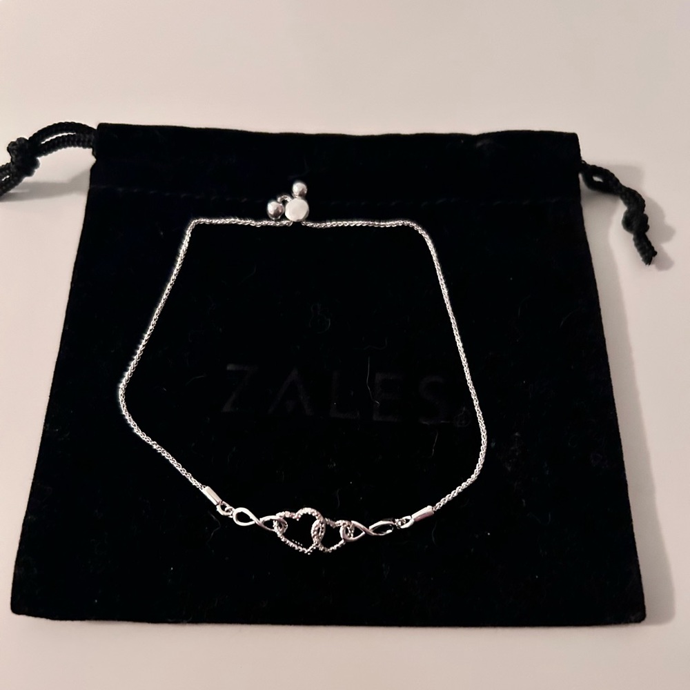 Zales Diamond Accent Double Infinity Heart Bolo Bracelet in Sterling Silver